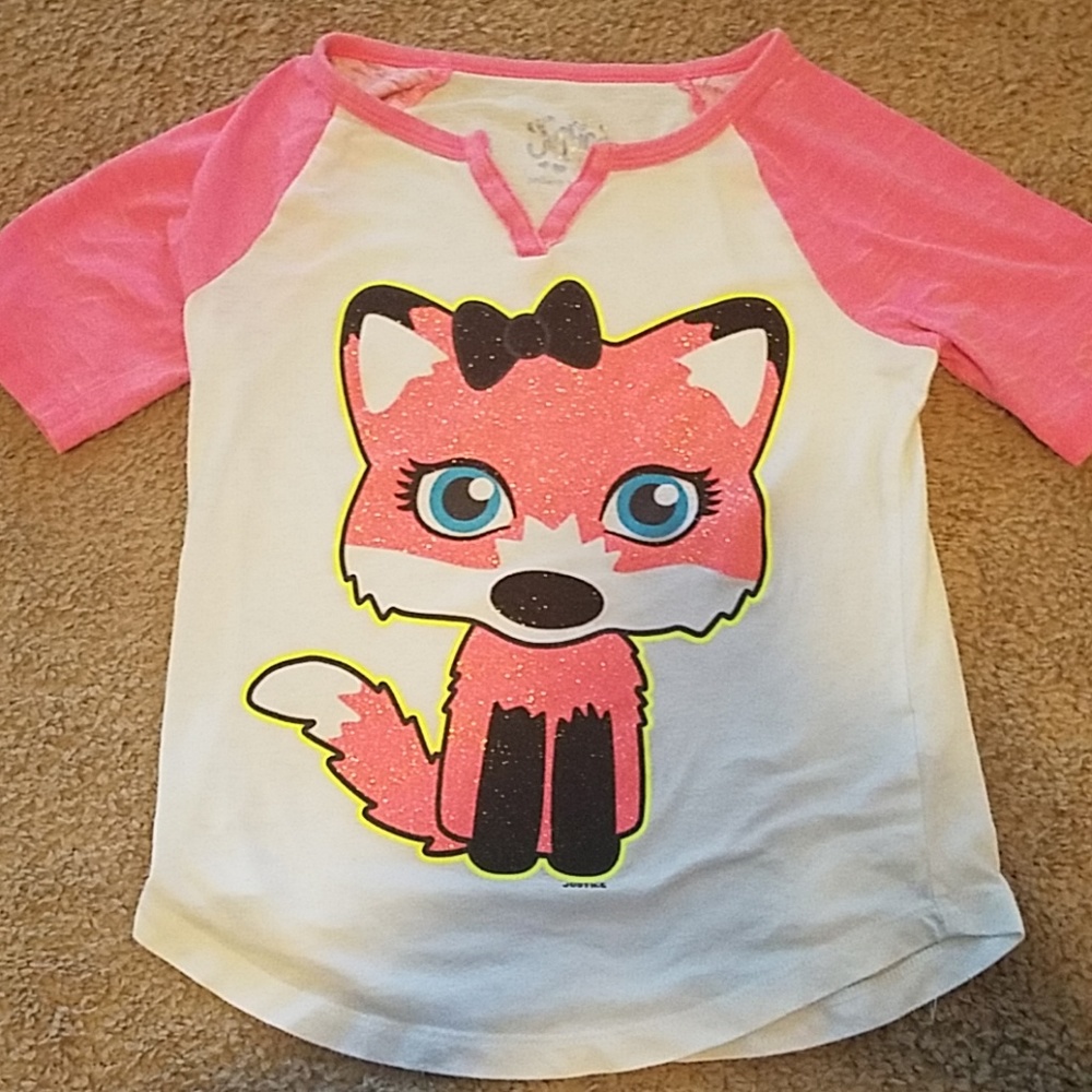 🎀JUSTICE🎀 PINK FOX BASEBALL STYLE SHIRT